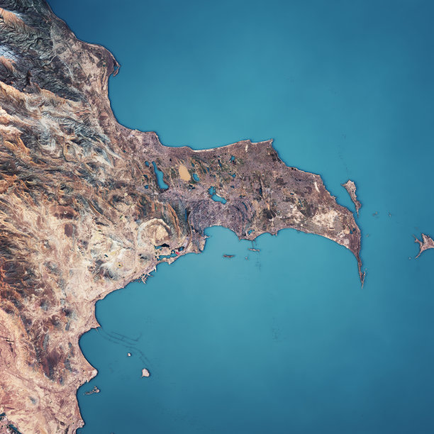 巴库3D渲染卫星视图地形图图片下载