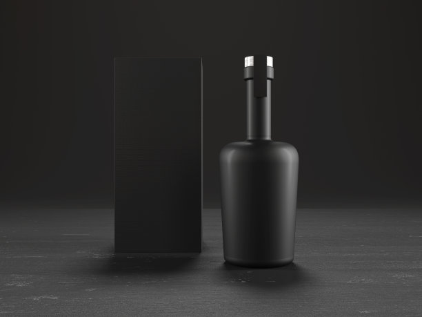 黑木桌上有威士忌酒瓶和包装图片下载