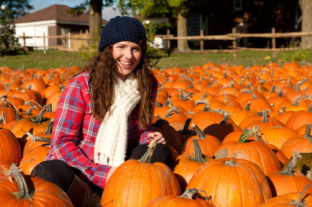 年轻女人和南瓜图片下载