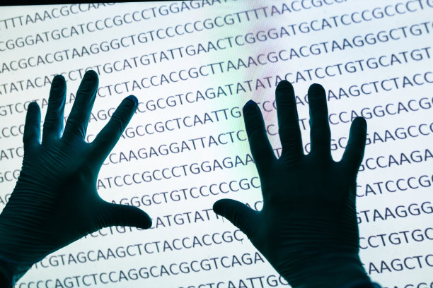 屏幕上的DNA密码用两只手触摸屏幕图片下载
