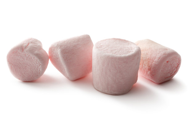 糖果:棉花糖孤立的白色背景图片下载