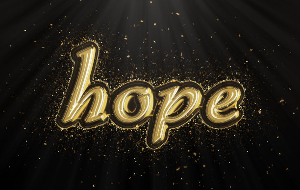 金色希望字与五彩纸屑图片下载