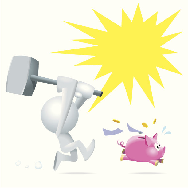 模拟人在追存钱罐。图片下载