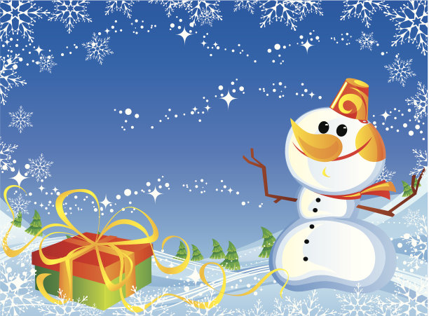 新年背景有雪人图片下载