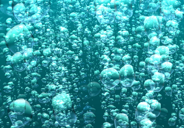 水下闪亮的3D泡泡。图片下载