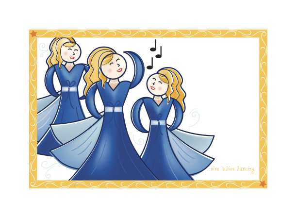 圣诞十二天明信片矢量系列图片下载