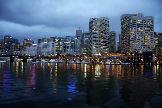 悉尼达令港的暮色图片下载