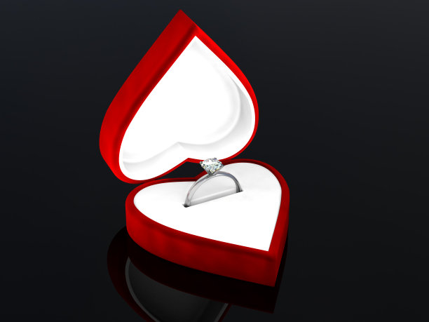 心形盒子里的钻石戒指图片下载