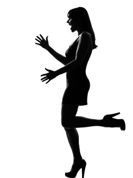 时尚剪影女人快乐欢迎图片下载