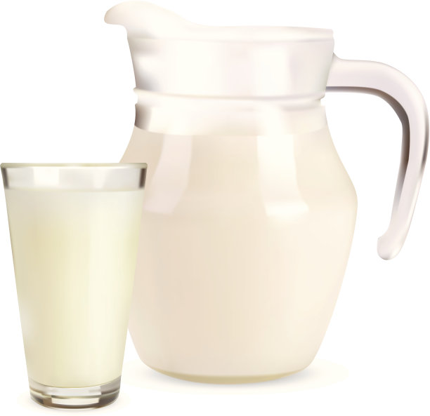 一大罐牛奶和一杯牛奶图片下载