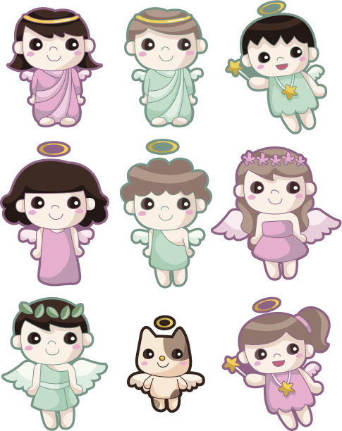 9个可爱的天使图标图片下载