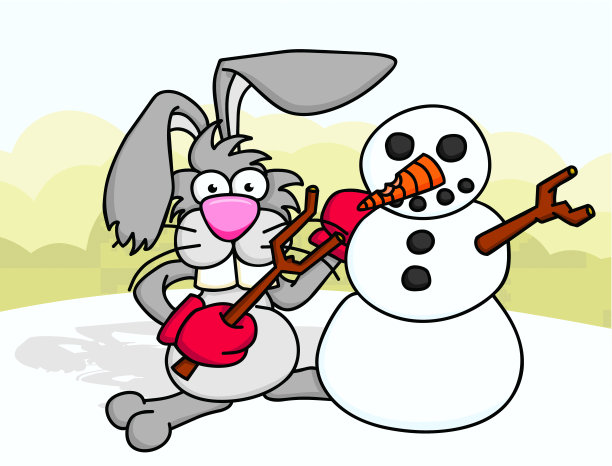 兔子与雪人图片下载