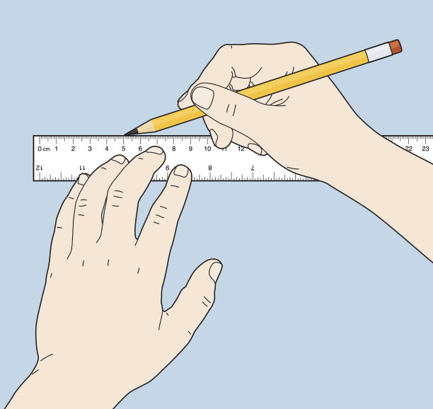 手握尺子和铅笔图片下载