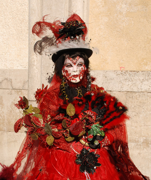 狂欢节的红衣女人图片下载