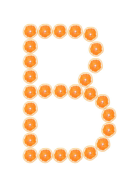 信“B&quot;从白色背景上分离出来的橙色薄片中图片下载