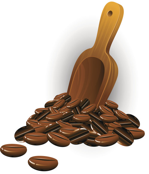 咖啡豆和木铲图片下载