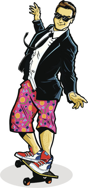 骑着滑板的年轻商人图片下载