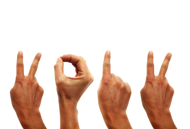 裁剪过的手在白色背景下做手势图片下载
