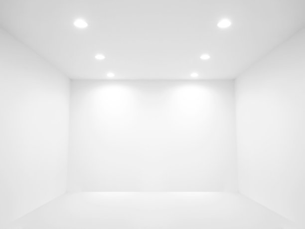 一间描绘着聚光灯的空荡荡的白色房间图片下载
