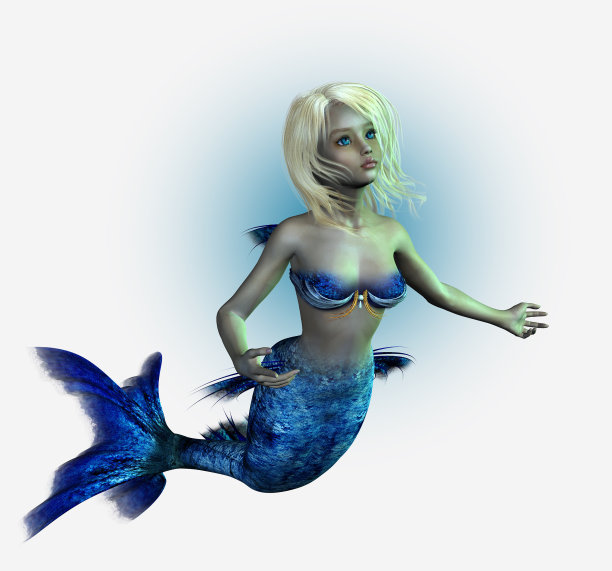 年轻的美人鱼-孤立与剪切的路径图片下载