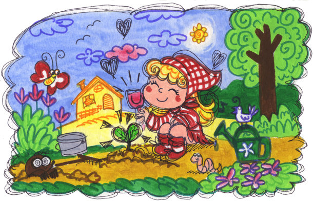 小女孩在做园艺图片下载