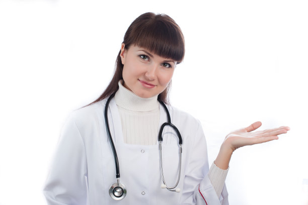 女医生用听诊器和张开的手图片下载
