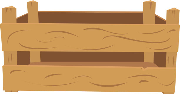 木制板条箱的卡通插图图片下载