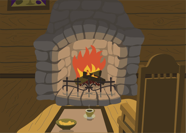 在壁炉旁休息图片下载