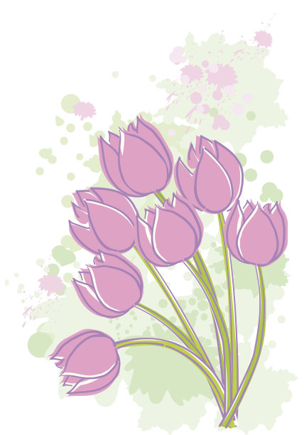 粉红郁金香深绿色的地下图片下载