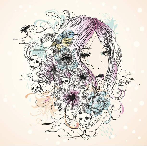 酷女孩t恤图案图片下载