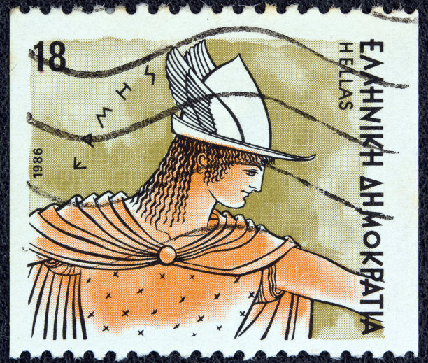 希腊邮票上的赫尔墨斯神(1986)图片下载