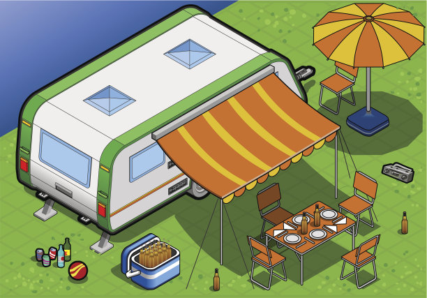 露营中的等距轮盘图片下载