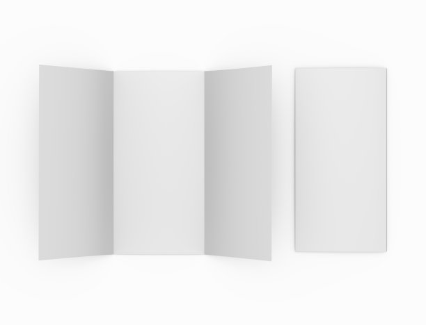 空白的白色三折宣传册模板图片下载