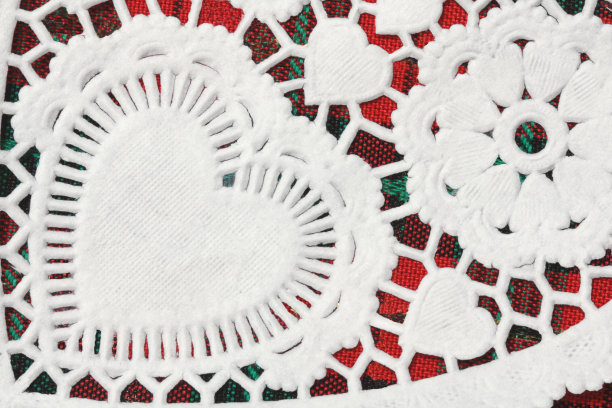 桌布心特写在红色格子图片下载