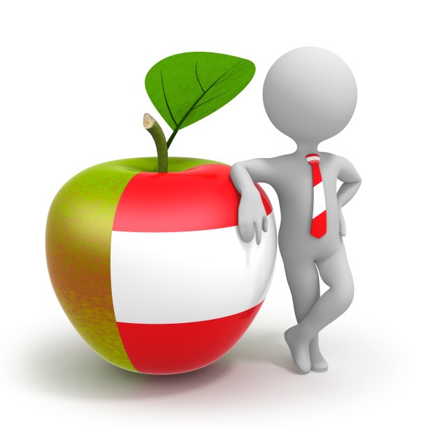 苹果和奥地利国旗和商人图片下载
