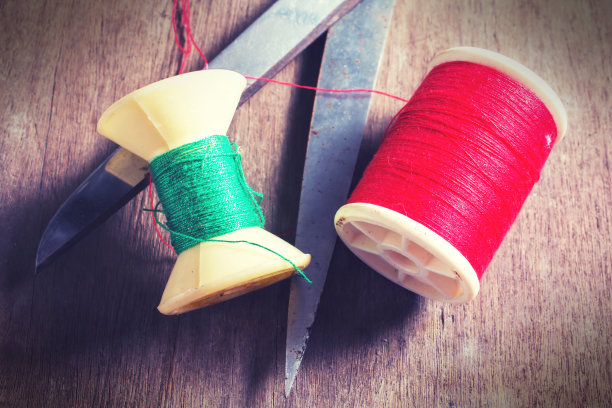 复古色线与剪刀图片下载