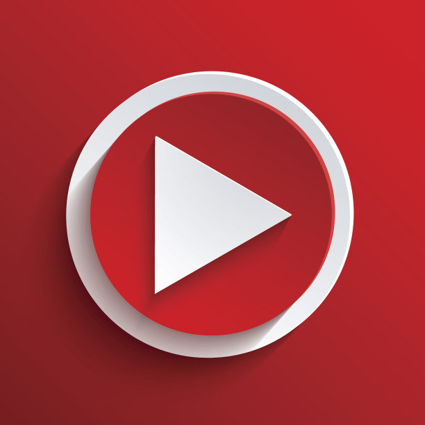 红色背景上的红色和白色播放按钮素材图片