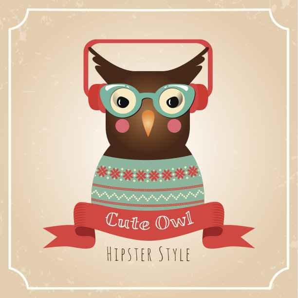 嬉皮士猫头鹰的矢量插图图片下载