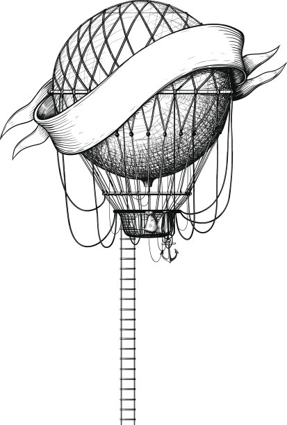 带横幅的老式气球图片下载