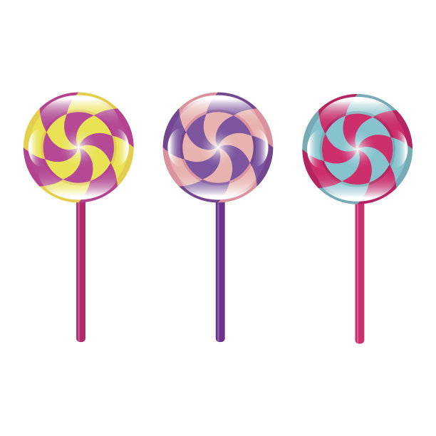 一套彩色的棒棒糖向量图片下载