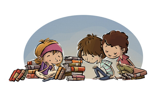 孩子和书一起图片下载