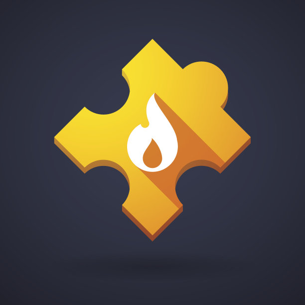带有火焰的拼图图标图片下载