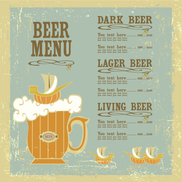 啤酒菜单。图片下载
