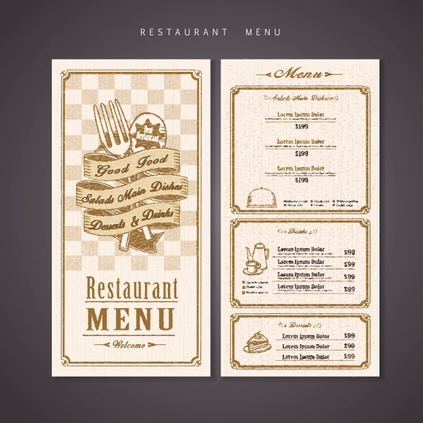 复古餐厅菜单设计图片下载