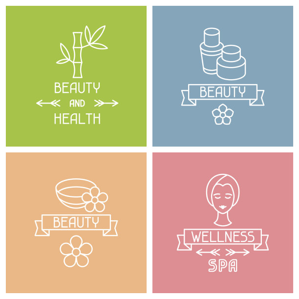 线性风格的水疗标签图片下载