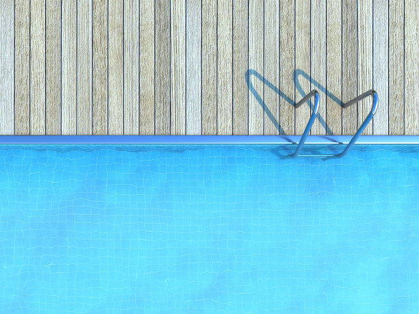 带木甲板的游泳池图片下载