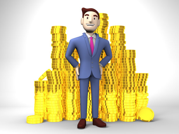 微笑商人与硬币在白色图片下载