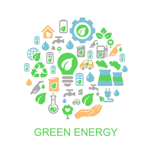 具有环境、绿色能源和污染标志的生态背景图片下载