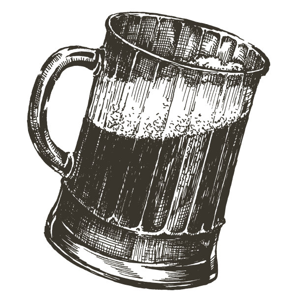 白色背景下的一大杯啤酒。草图图片下载