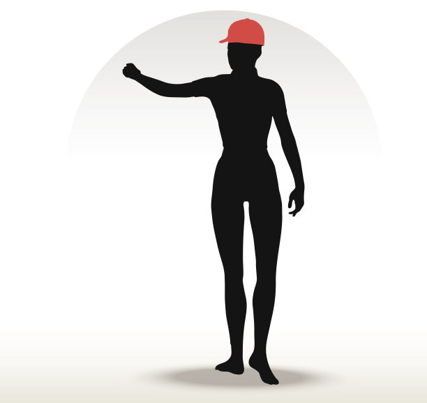 披萨女孩剪影与一顶红色的帽子图片下载